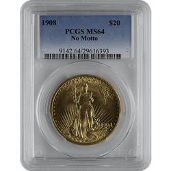 $20 U.S. GOLD SAINT PCGS64 NO MOTTO