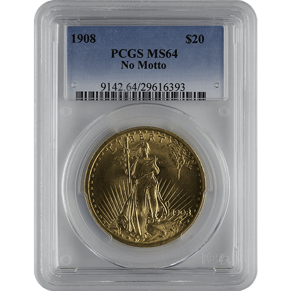 $20 U.S. GOLD SAINT PCGS64 NO MOTTO