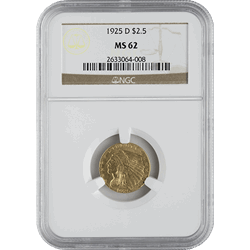 $2.5 U.S. GOLD INDIAN NGC62