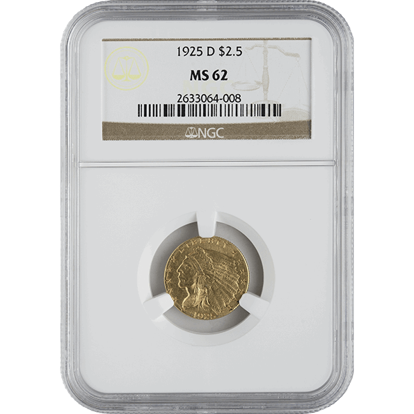 $2.5 U.S. GOLD INDIAN NGC62