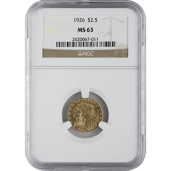 $2.5 U.S. GOLD INDIAN NGC63