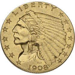 $2.5 U.S. GOLD INDIAN XF