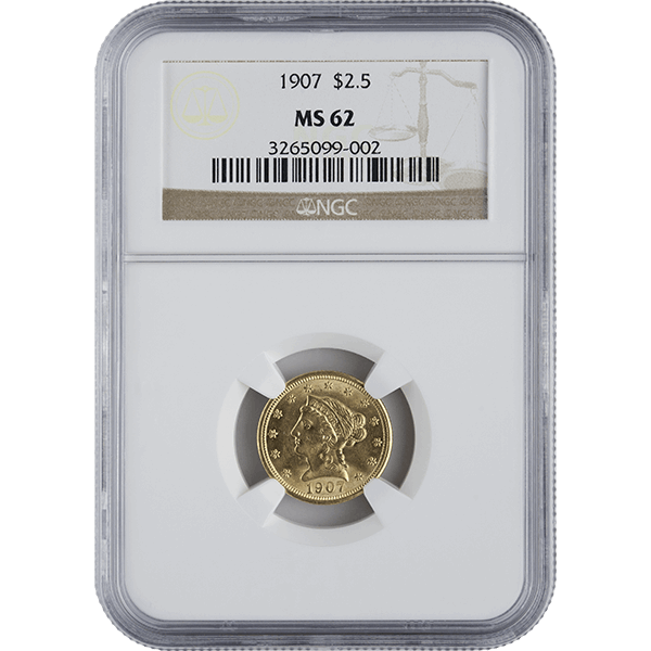 $2.5 U.S. GOLD LIBERTY NGC62