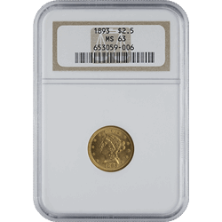 $2.5 U.S. GOLD LIBERTY NGC63