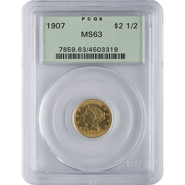 $2.5 U.S. GOLD LIBERTY PCGS63