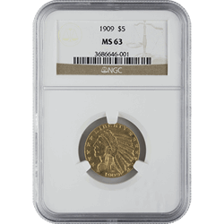 $5 U.S. GOLD INDIAN NGC63