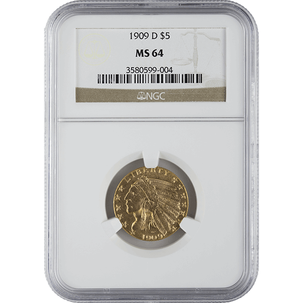 $5 U.S. GOLD INDIAN NGC64