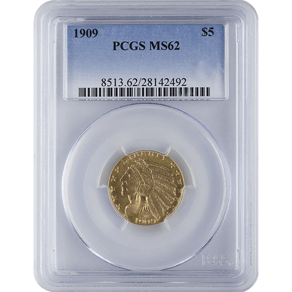 $5 U.S. GOLD INDIAN PCGS62