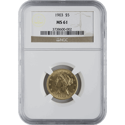 $5 U.S. GOLD LIBERTY NGC MS61