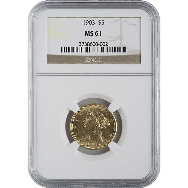 $5 U.S. GOLD LIBERTY NGC MS61