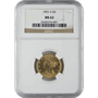 $5 U.S. GOLD LIBERTY NGC MS62