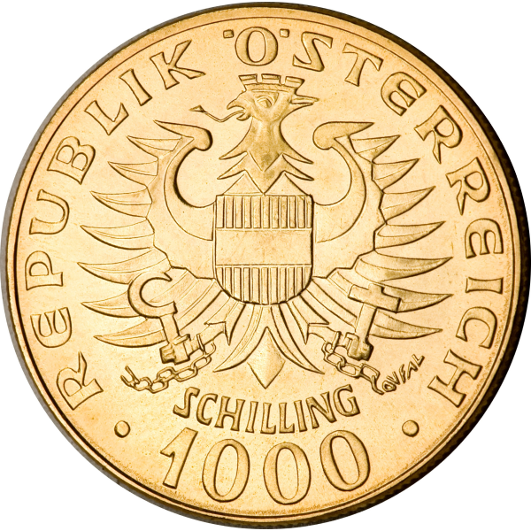 1000 SCHILLING AUSTRIAN GOLD COIN .3906 AGW