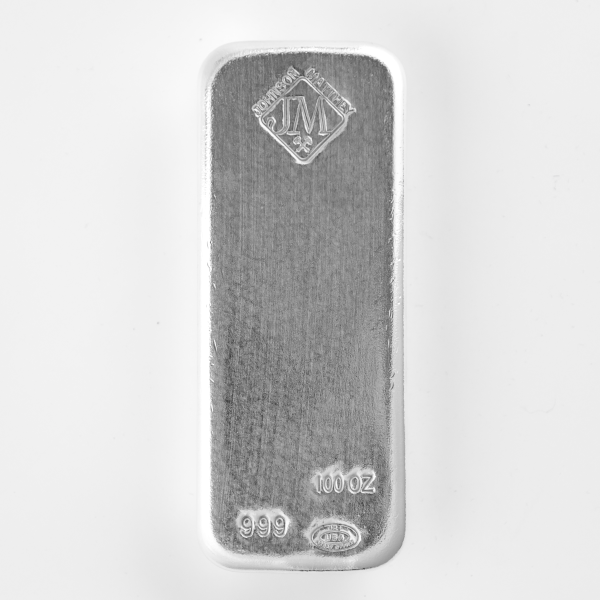 100 OZ SILVER BAR JOHNSON MATTHEY NEW CAST