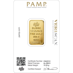 PAMP Suisse Fortuna 1/2 oz .9999 Gold Bar