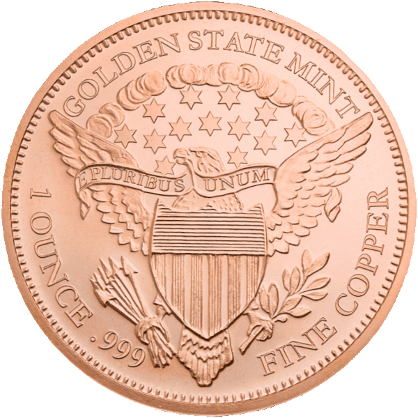 1 oz Copper Round Saint Gaudens, back