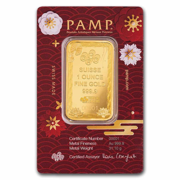1 OZ GOLD BAR PAMP GOOD LUCK KOI FISH