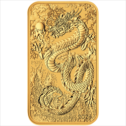 2025 1 OZ GOLD PERTH MINT DRAGON RECTANGULAR COIN