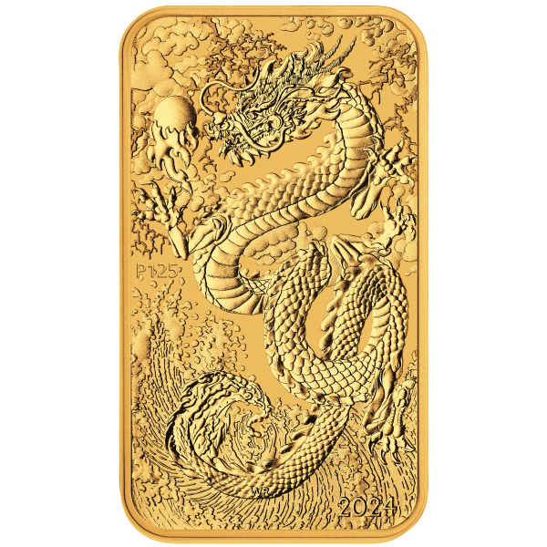 2025 1 OZ GOLD PERTH MINT DRAGON RECTANGULAR COIN