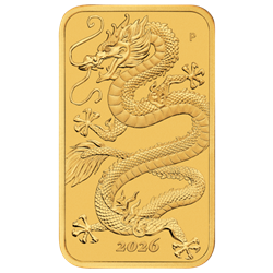 2024 1 OZ GOLD PERTH MINT DRAGON RECTANGULAR COIN