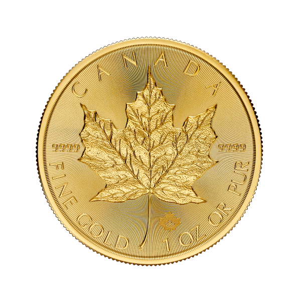 1oz GOLD MAPLE LEAF front