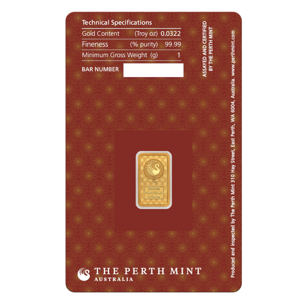 1 gram Gold Bar Perth Lakshmi, back