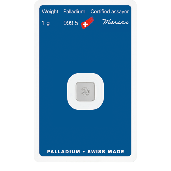 PALLADIUM BARS ASSORTED WEIGHT - 1 GRAM PALLADIUM BAR ARGOR-HERAEUS - 1GRPDBAR