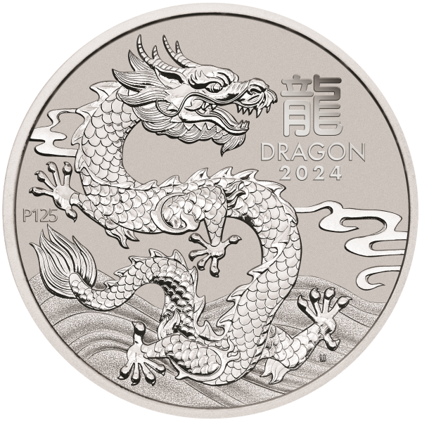 AUSTRALIAN PLATINUM - 2024 1 OZ PERTH MINT PLATINUM DRAGON (LUNAR SERIES) - 1PTPDR24