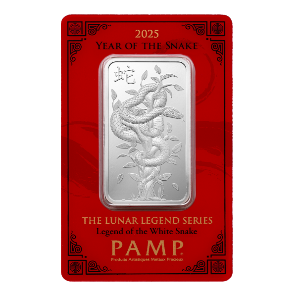 SILVER BARS 1 OZ - 1 OZ SILVER BAR PAMP LUNAR WHITE SNAKE - 1SBPASN25