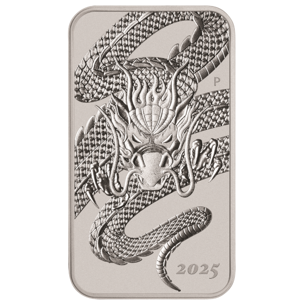 AUSTRALIAN SILVER - 2025 1 OZ SILVER PERTH MINT DRAGON RECTANGULAR COIN - 1SBPDR25