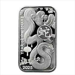 1 OZ SILVER BAR LUNAR SNAKE ASAHI MINT