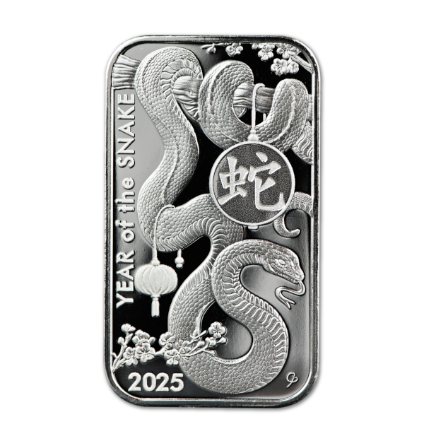 1 OZ SILVER BAR LUNAR SNAKE ASAHI MINT