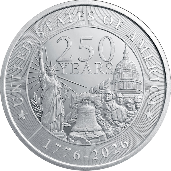SILVER ROUNDS 1 OZ - 1 OZ SILVER ROUND 250TH ANNIVERSARY GOLDEN STATE MINT - 1SRD250GSM