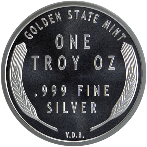 1 OZ SILVER ROUND WHEAT CENT DESIGN GOLDEN STATE MINT
