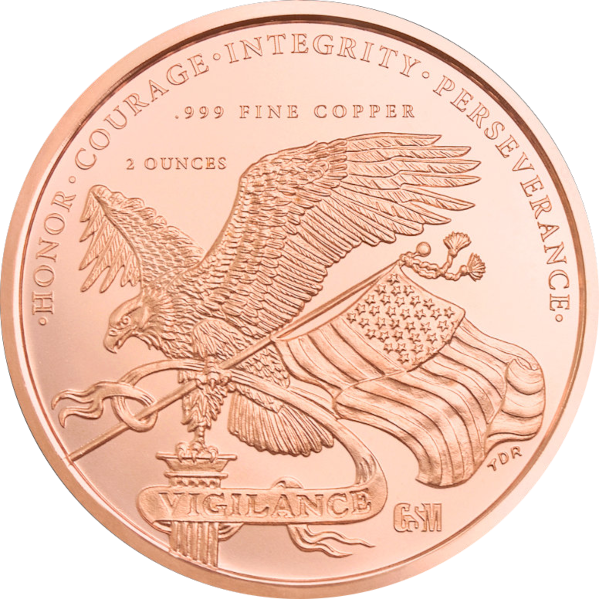 COPPER - 2 OZ COPPER ROUND 250TH ANNIVERSARY GOLDEN STATE MINT - 2CRD250