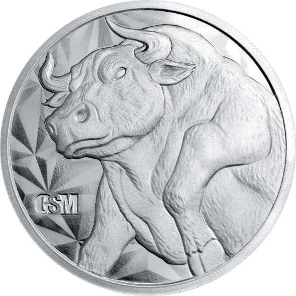 SILVER ROUNDS 2 OZ - 2 OZ SILVER ROUND BULL AND BEAR GOLDEN STATE MINT - 2SRDBBGSM