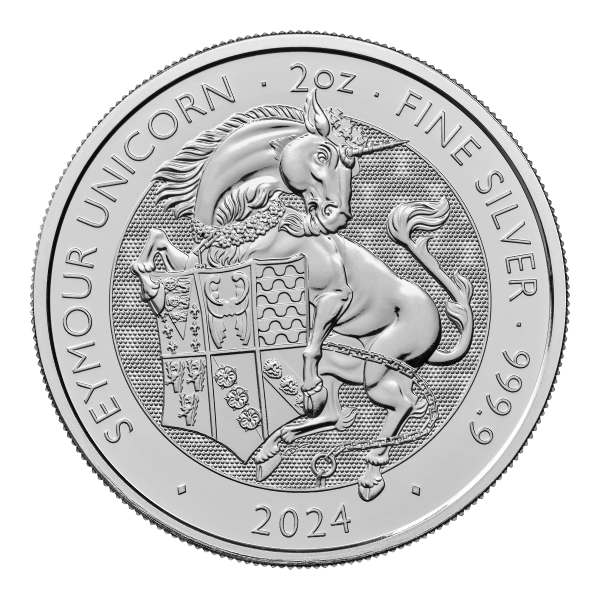 BRITISH SILVER - 2024 2 OZ SILVER TUDOR BEASTS SEYMOUR UNICORN - 2STBSU24