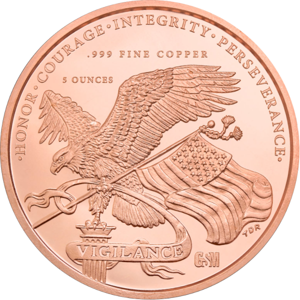 5 oz Copper Round 250th Anniversary Golden State Mint, back