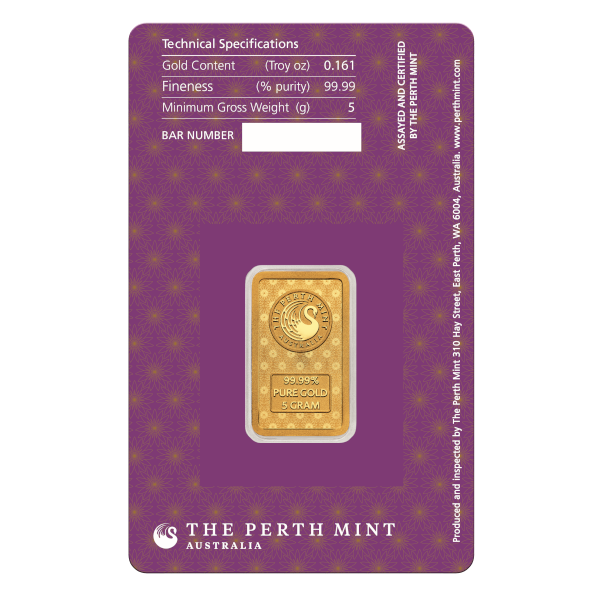 5 gram Gold Bar Perth Lakshmi, back
