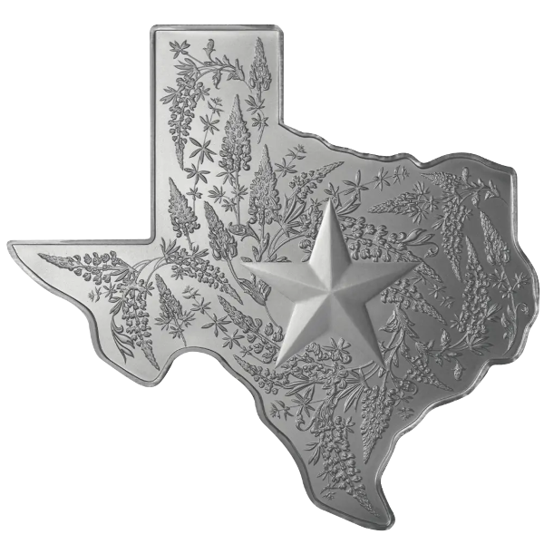COLLECTIBLE SILVER - 5 OZ SILVER TEXAS MEDALLION - 5STXM