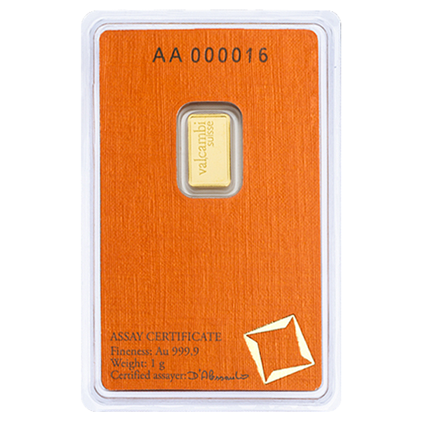 GOLD BARS ASSORTED WEIGHTS - 1 GRAM GOLD BAR VALCAMBI - 1GRGBVA