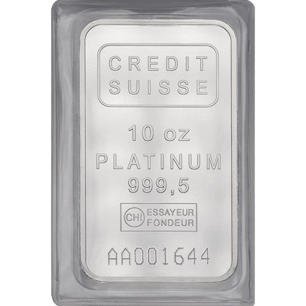 10 Oz Platinum Bar Credit Suisse Houston Gold Merchants