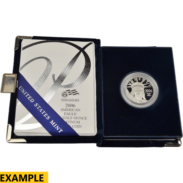 AMERICAN PLATINUM EAGLE - 1/2 OZ AMERICAN PLATINUM EAGLE PROOF WITH ORIGINAL BOX AND PAPERS - .5PRFPE
