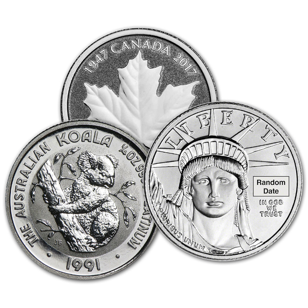 WORLD PLATINUM - 1/4 OZ .9995 PLATINUM COIN RANDOM TYPE - .25PTLP