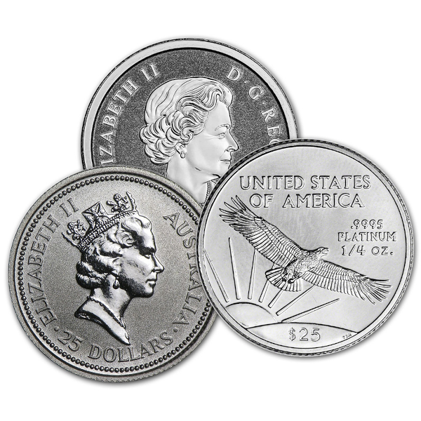 WORLD PLATINUM - 1/4 OZ .9995 PLATINUM COIN RANDOM TYPE - .25PTLP