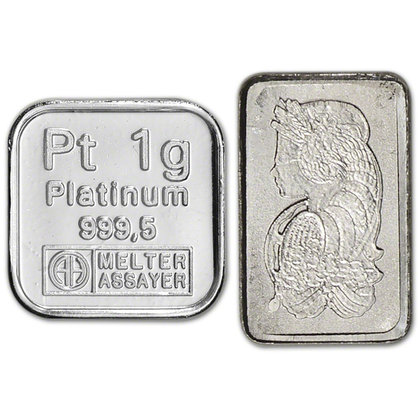 PLATINUM BARS ASSORTED WEIGHT - 1 GRAM PLATINUM BAR NO PLASTIC - 1GRPTBNP
