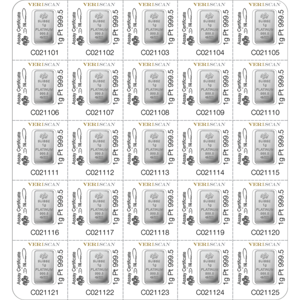 PLATINUM BARS ASSORTED WEIGHT - 25 GRAM PLATINUM PAMP FORTUNA MULTIGRAM - 25GRPTPA