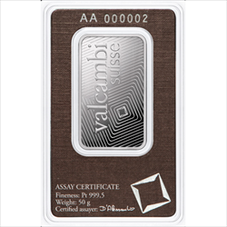 Valcambi 50g .9995 Platinum Bar