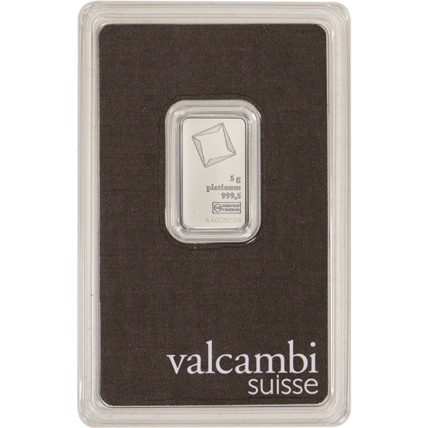 PLATINUM BARS ASSORTED WEIGHT - 5 GRAM PLATINUM BAR VALCAMBI - 5GRPTBVA