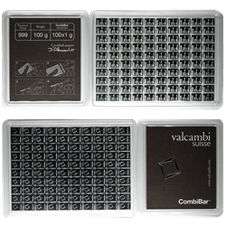 Valcambi Combi-Bar 100x1g .999 Silver Bar