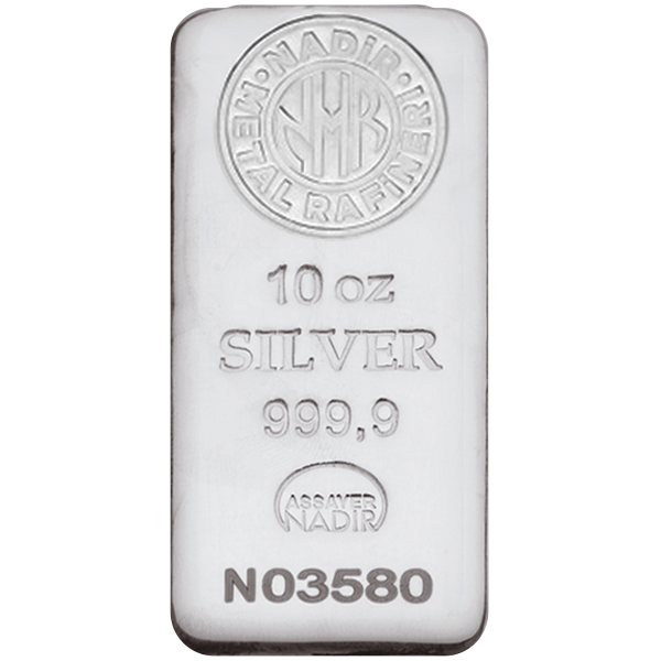 SILVER BARS 10 OZ - 10 OZ SILVER BAR NADIR - 10SBNA